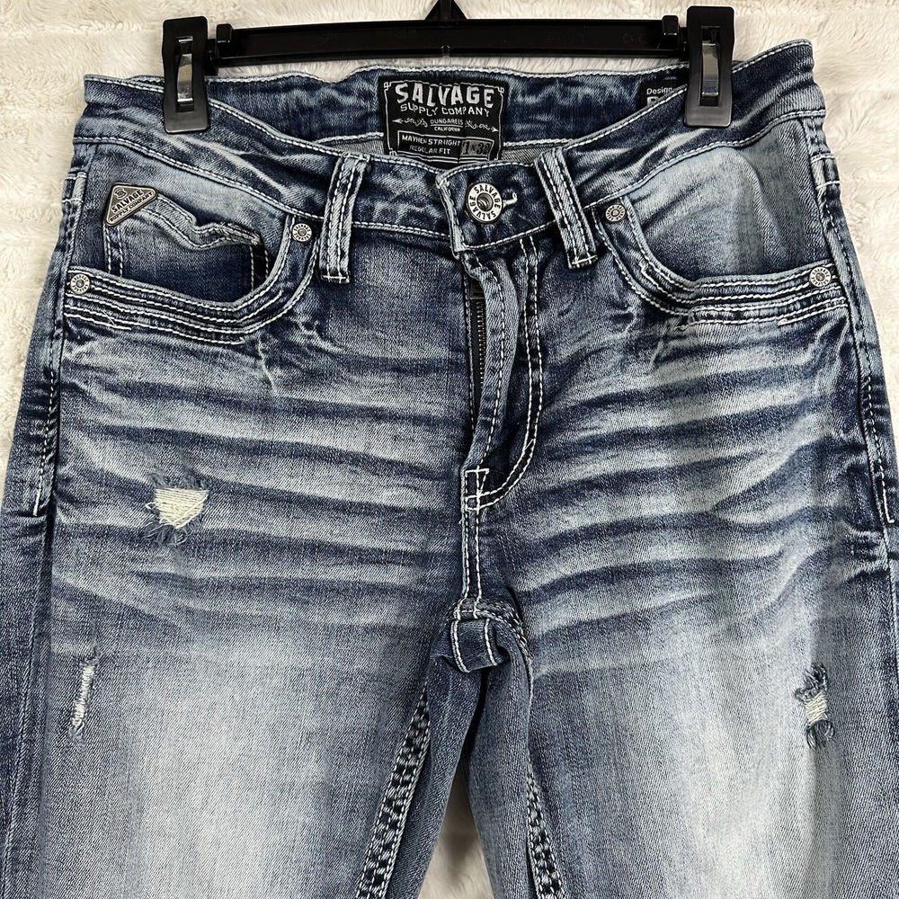 Buckle‎ Salvage Supply Co. Mayhem Straight Regular Fit Stretch Distressed 31x32